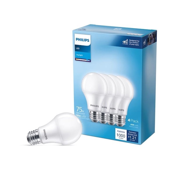 Philips Philips A19 E26 (Medium) LED Bulb Soft White 11 Watt Equivalence 4 pk 565374 - main